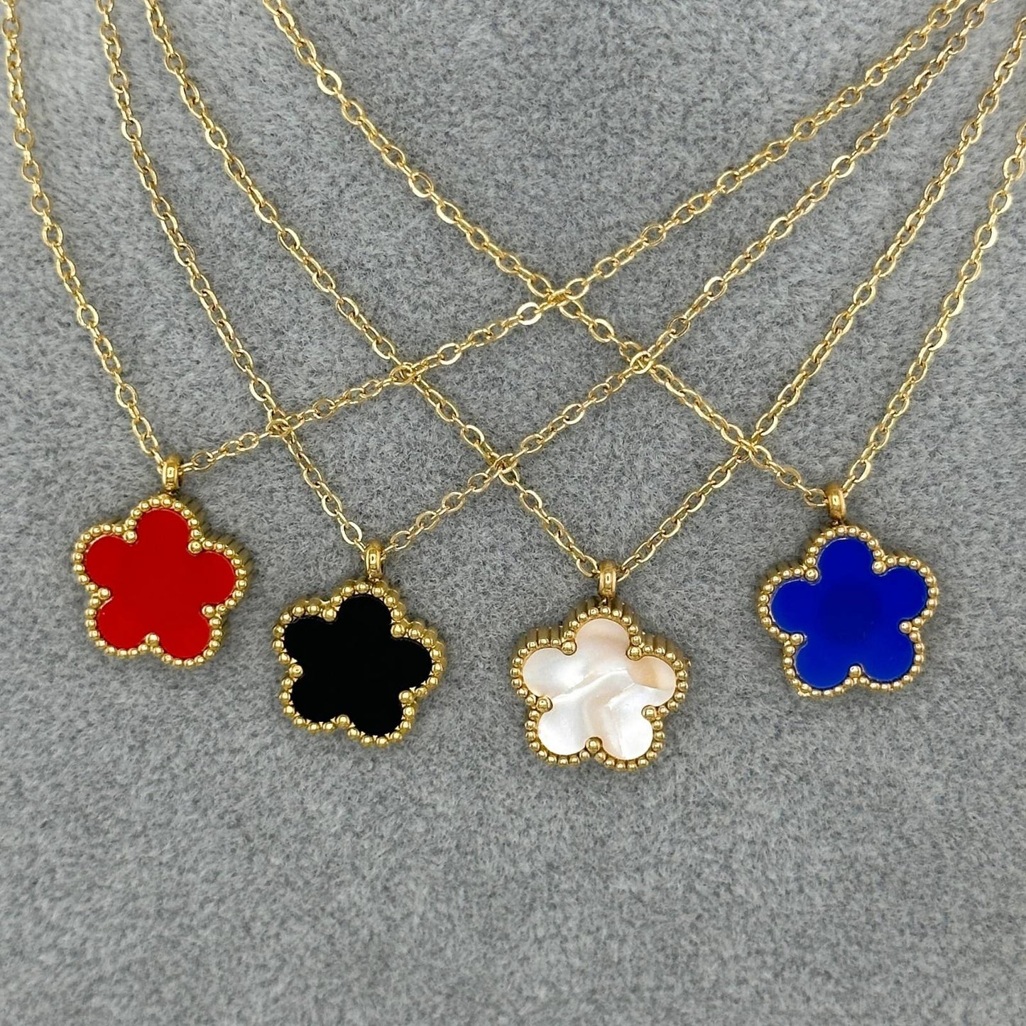 Lunar Flower Necklace, 18K Gold Plated Steel