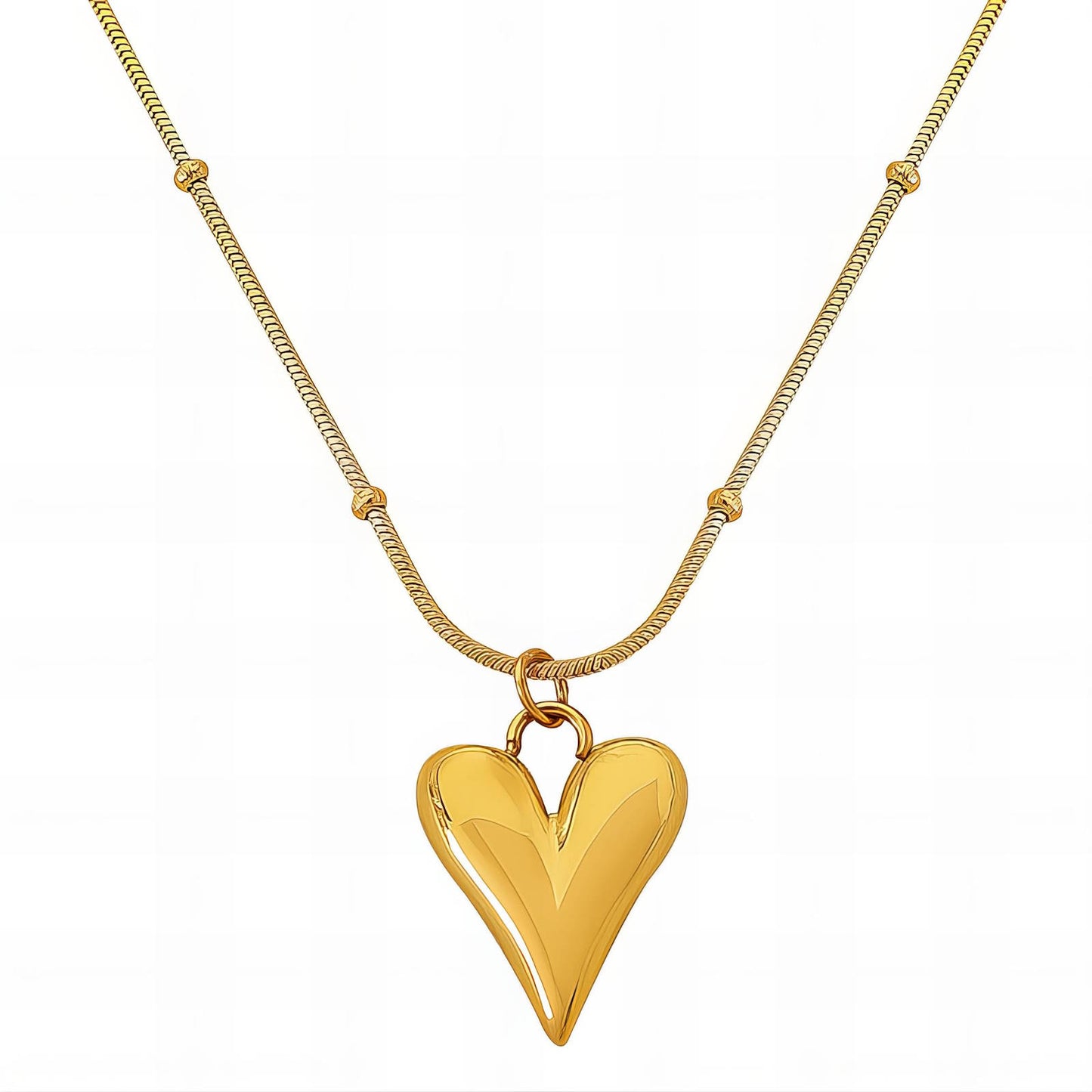 Aleena Heart Necklace, 18K Gold Plated Steel