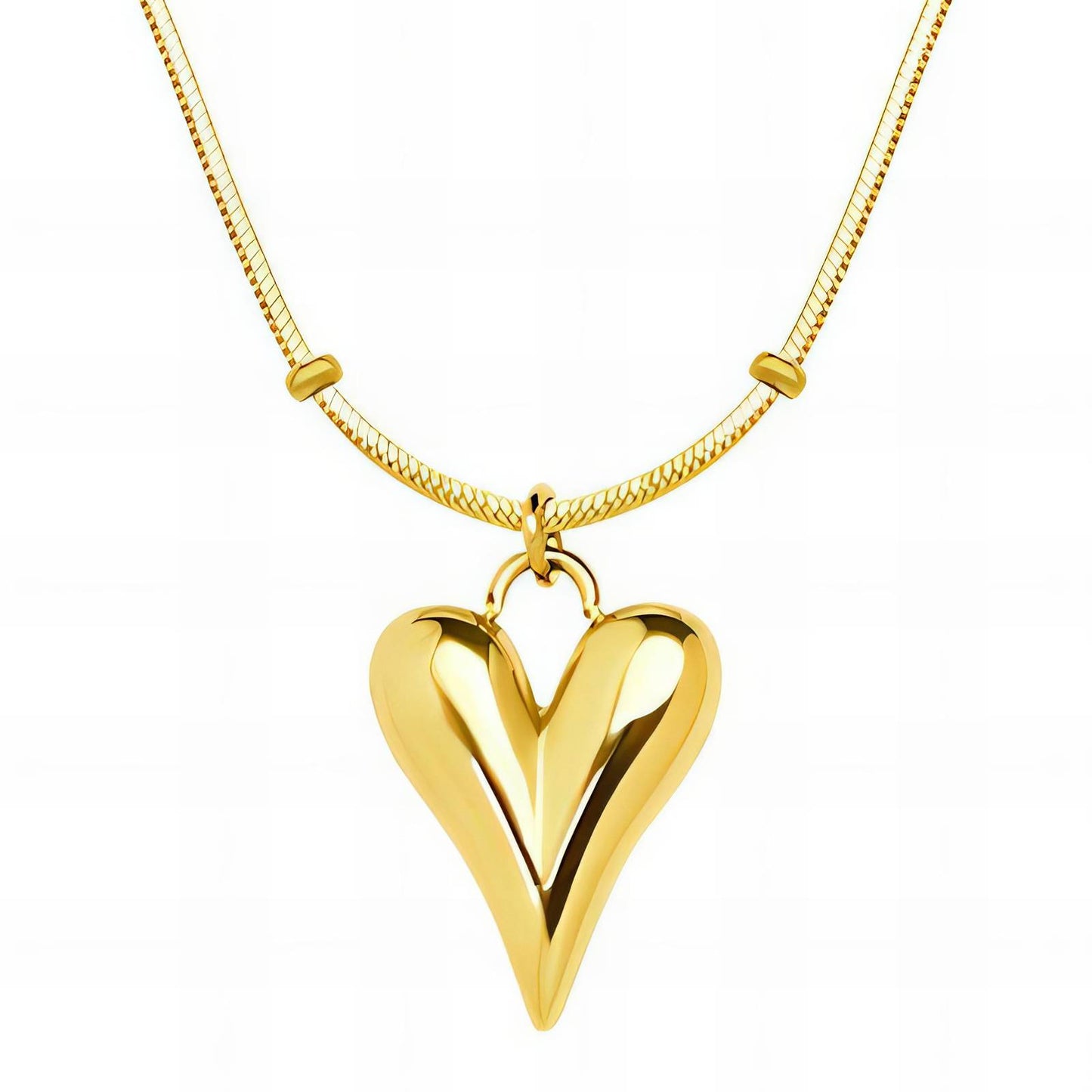 Aleena Heart Necklace, 18K Gold Plated Steel
