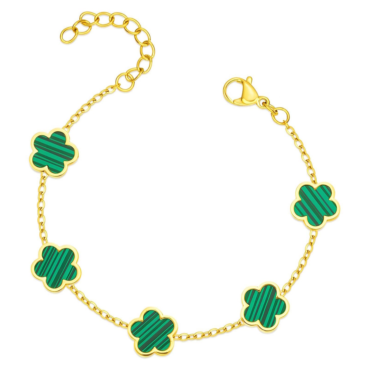 Clarity Flowers Bracelet, 18K Gold Plated Steel