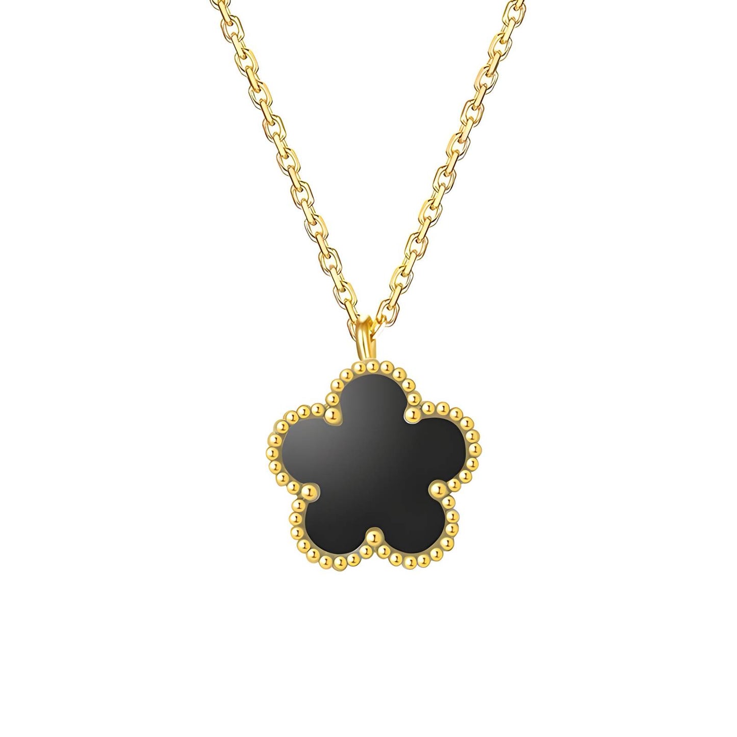 Lunar Flower Necklace, 18K Gold Plated Steel