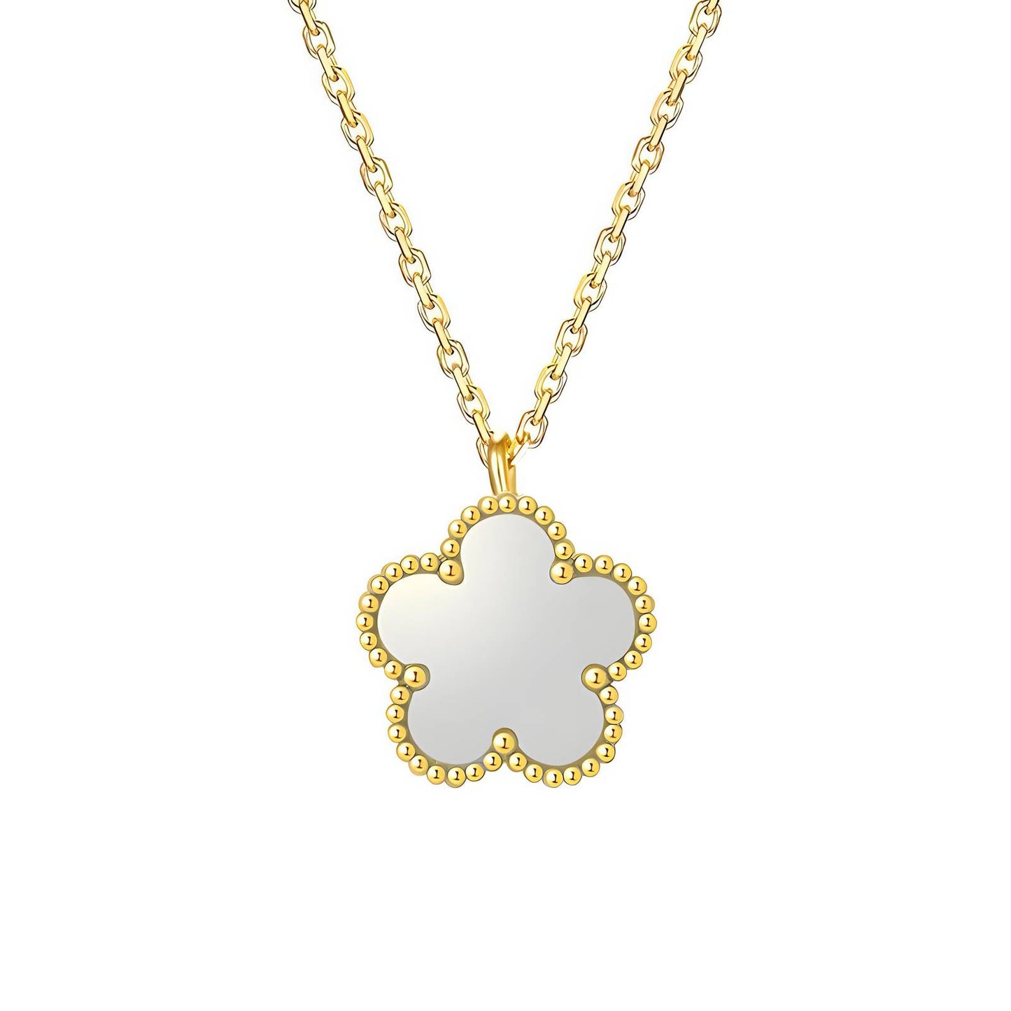 Inara Flower Necklace, 18K Gold Plated Steel