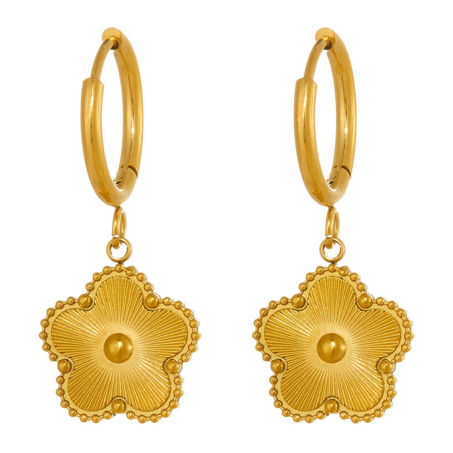 August Flowers Earrings, 18K Gold Plated Steel