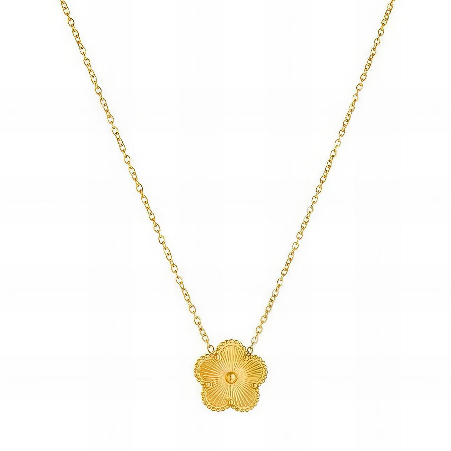 August Flower Necklace, 18K Gold Plated Steel