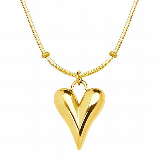 Aleena Heart Necklace, 18K Gold Plated Steel