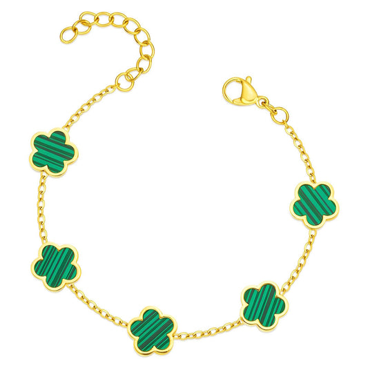 Clarity Flowers Bracelet, 18K Gold Plated Steel