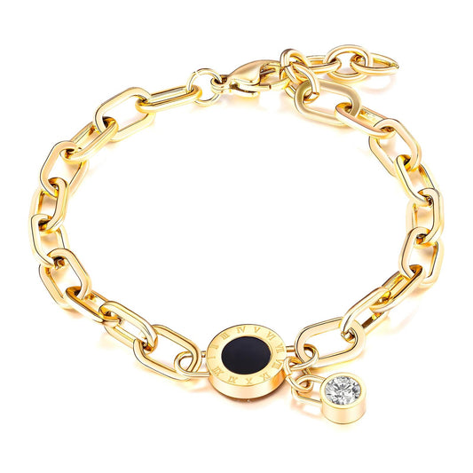 Roman Bracelet, 18K Gold Plated Steel