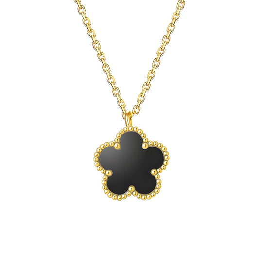 Lunar Flower Necklace, 18K Gold Plated Steel