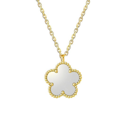 Inara Flower Necklace, 18K Gold Plated Steel