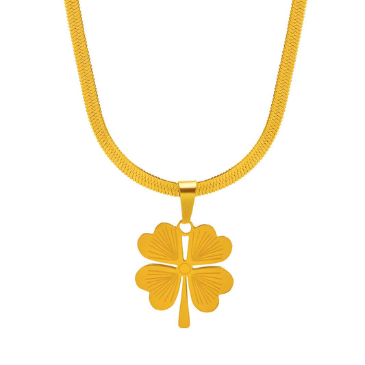 Enlight Flower Necklace, 18K Gold Plated Steel