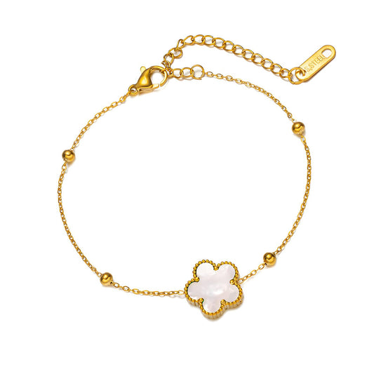Inara Flower Bracelet, 18K Gold Plated Steel
