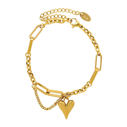 Aleena Hearts Bracelet, 18K Gold Plated Steel