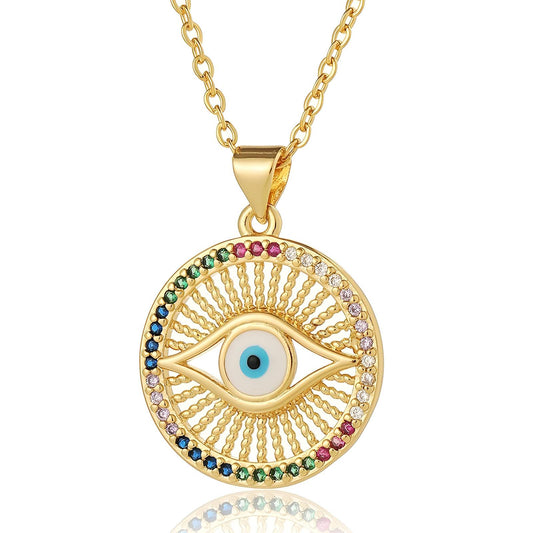 Aura Eye Necklace, 18K Gold Plated Steel