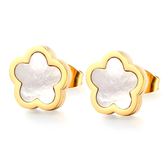 Inara Flowers Earrings, 18K Gold Plated Steel