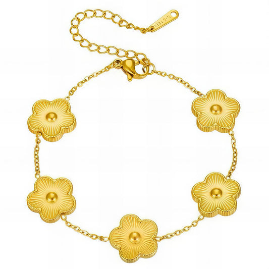 August Flowers Bracelet, 18K Gold Plated Steel