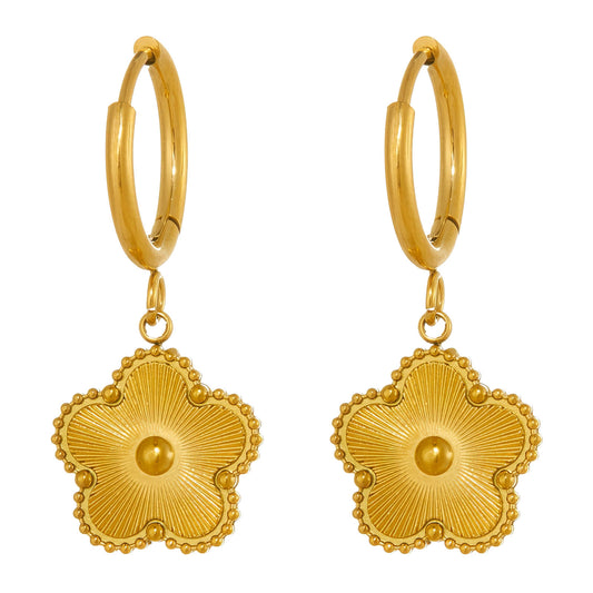 August Flowers Earrings, 18K Gold Plated Steel