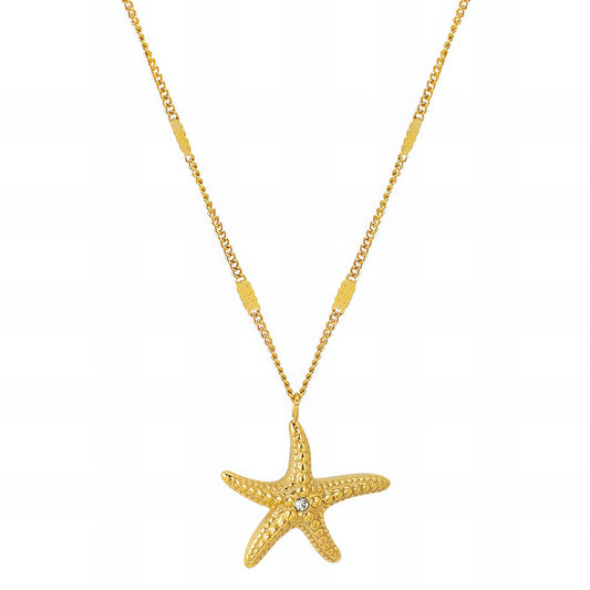 Ocean Whisper Necklace, 18K Gold Plated Steel