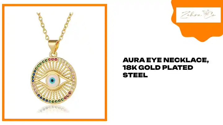 Aura Eye Necklace, 18K Gold Plated Steel by@Outfy